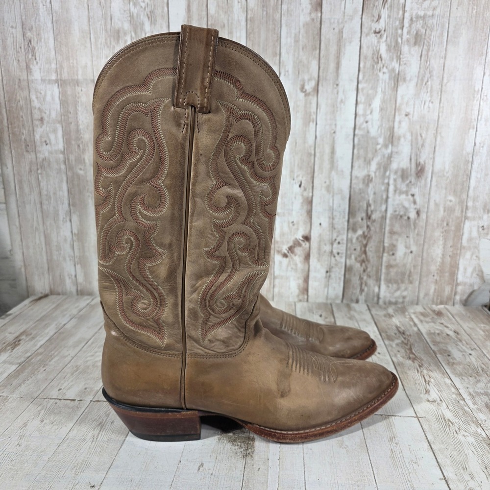 Nocona MD2701 Tan Leather Western Cowgirl Boots USA Handcrafted Womens 10.5 B